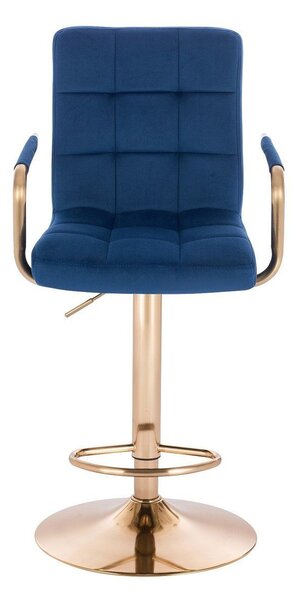 LuxuryForm DESIGN Barová stolička VERONA GOLD VELUR na zlatom tanieri - modrá