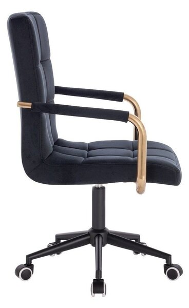 LuxuryForm DESIGN Stolička VERONA GOLD VELUR na čiernej podstave s kolieskami - čierna