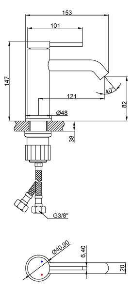 Invena Kalitea, umývadlová batéria h-147, čierna matná, INV-BU-72-004-V