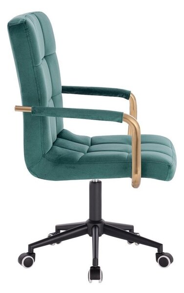 LuxuryForm DESIGN Stolička VERONA GOLD VELUR na čiernej podstave s kolieskami - zelená