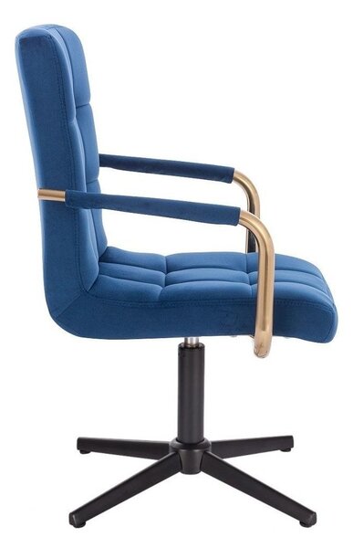 LuxuryForm DESIGN Stolička VERONA GOLD VELUR na čiernom kríži - modrá