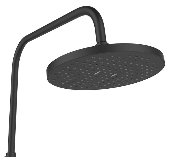 Invena Kalitea, páková sprchová batéria s hlavovou dažďovou sprchou 22x22 cm a ručnou sprchovou hlavicou, čierna matná, INV-AU-72-004-V