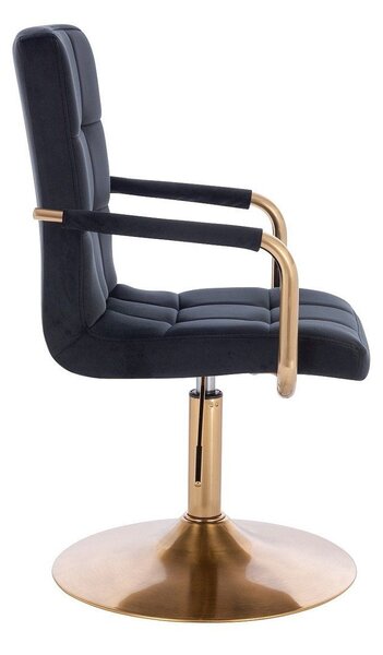 LuxuryForm DESIGN Stolička VERONA GOLD VELUR na zlatom tanieri - čierna