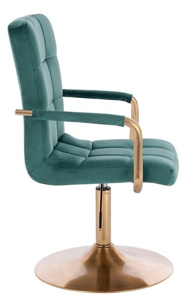 LuxuryForm DESIGN Stolička VERONA GOLD VELUR na zlatom tanieri - zelená