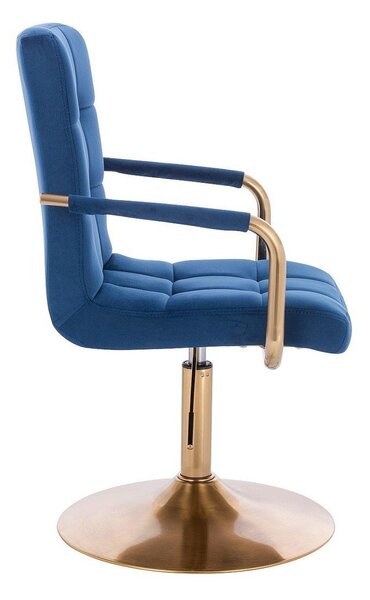 LuxuryForm DESIGN Stolička VERONA GOLD VELUR na zlatom tanieri - modrá