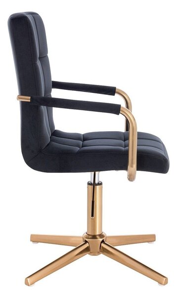 LuxuryForm DESIGN Stolička VERONA GOLD VELUR na zlatom kríži - čierna