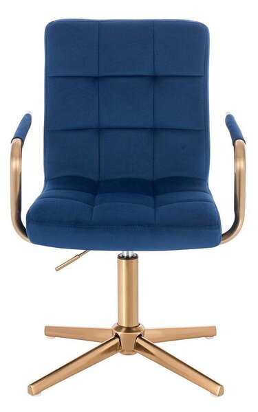 LuxuryForm DESIGN Stolička VERONA GOLD VELUR na zlatom kríži - modrá
