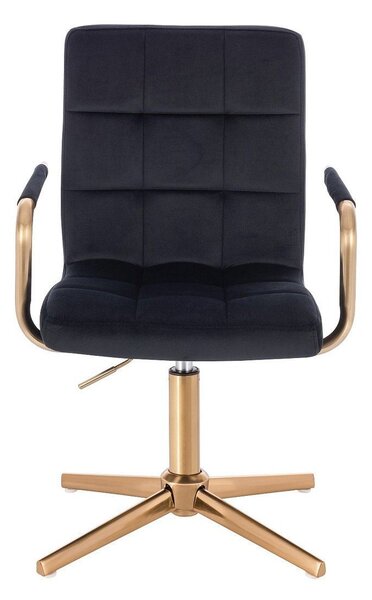 LuxuryForm DESIGN Stolička VERONA GOLD VELUR na zlatom kríži - čierna