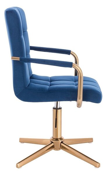 LuxuryForm DESIGN Stolička VERONA GOLD VELUR na zlatom kríži - modrá