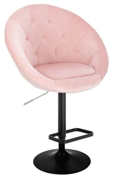 LuxuryForm Barová stolička VERA VELUR na čiernom tanieri - svetlo ružová