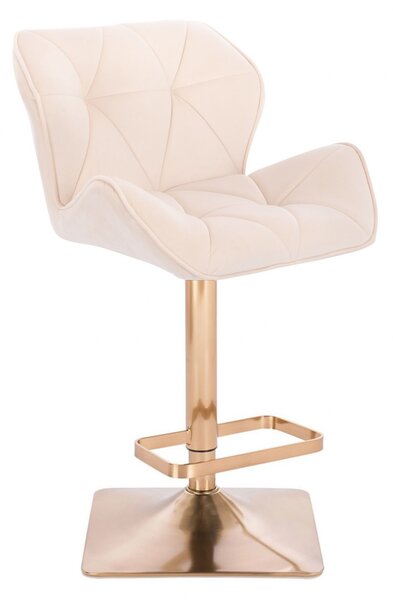 LuxuryForm DESIGN Barová stolička MILANO VELUR na zlatej hranatej podstave - krémová
