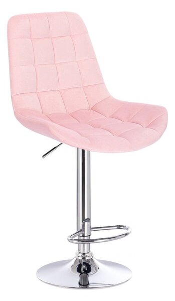 Barová stolička PARIS VELUR na striebornom tanieri - svetlo ružová