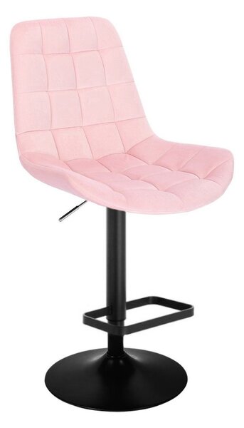 Barová stolička PARIS VELUR na čiernom tanieri - svetlo ružová