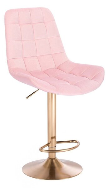 Barová stolička PARIS VELUR na zlatom tanieri - svetlo ružová