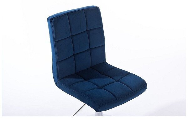 LuxuryForm DESIGN Barová stolička TOLEDO VELUR na zlatej hranatej podstave - modrá