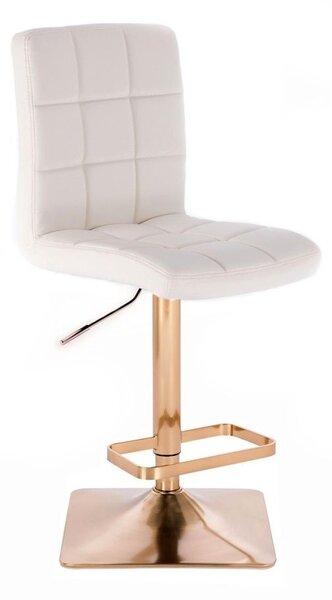 LuxuryForm Barová stolička TOLEDO na zlatej hranatej podstave - biela