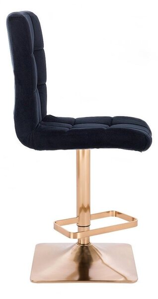 LuxuryForm DESIGN Barová stolička TOLEDO VELUR na zlatej hranatej podstave - čierna