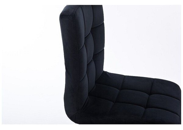 LuxuryForm DESIGN Barová stolička TOLEDO VELUR na zlatej hranatej podstave - čierna