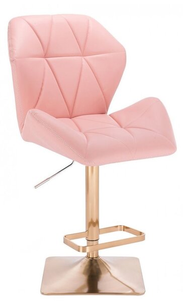 Barová stolička MILANO MAX na zlatej hranatej podstave - ružová