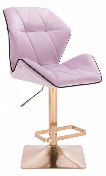 LuxuryForm Barová stolička MILANO MAX VELUR na zlatej hranatej podstave - levanduľa