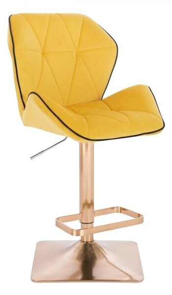 LuxuryForm Barová stolička MILANO MAX VELUR na zlatej hranatej podstave - žltá