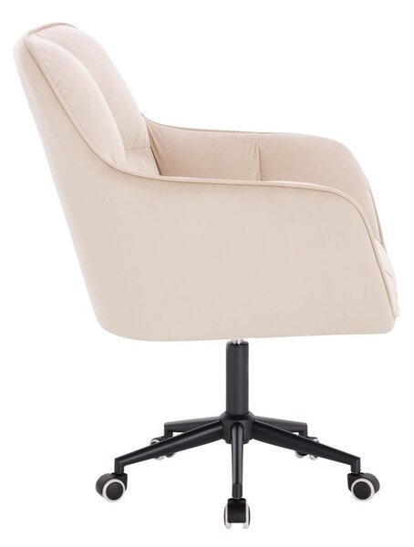 LuxuryForm DESIGN Kreslo AMALFI VELUR na čiernej podstave s kolieskami - krémové