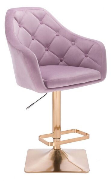 Barová stolička ANDORA VELUR na zlatej hranatej podstave - fialová