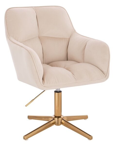 LuxuryForm DESIGN Kreslo AMALFI VELUR na zlatom kríži - krémové