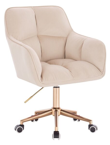 LuxuryForm DESIGN Kreslo AMALFI VELUR na zlatej podstave s kolieskami - krémové