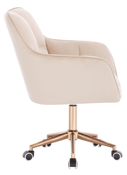 LuxuryForm DESIGN Kreslo AMALFI VELUR na zlatej podstave s kolieskami - krémové