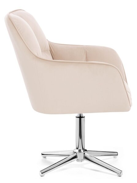 LuxuryForm DESIGN Kreslo AMALFI VELUR na striebornom kríži - krémové