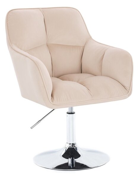 LuxuryForm DESIGN Kreslo AMALFI VELUR na striebornom tanieri - krémové