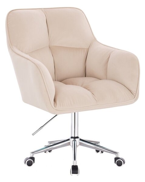 LuxuryForm DESIGN Kreslo AMALFI VELUR na striebornej podstave s kolieskami - krémové