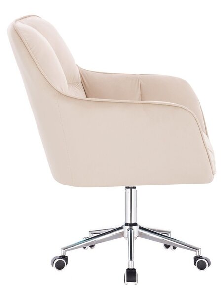 LuxuryForm DESIGN Kreslo AMALFI VELUR na striebornej podstave s kolieskami - krémové