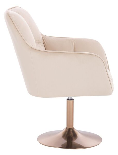 LuxuryForm DESIGN Kreslo AMALFI VELUR na zlatom tanieri - krémové