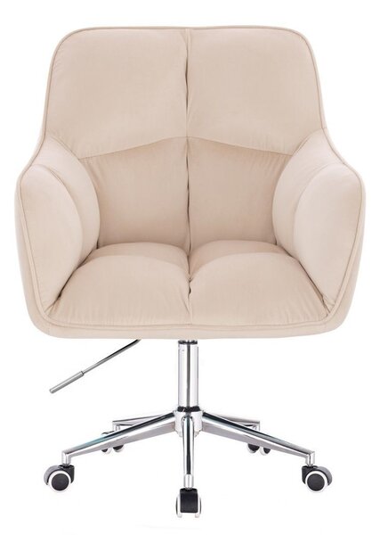 LuxuryForm DESIGN Kreslo AMALFI VELUR na striebornej podstave s kolieskami - krémové