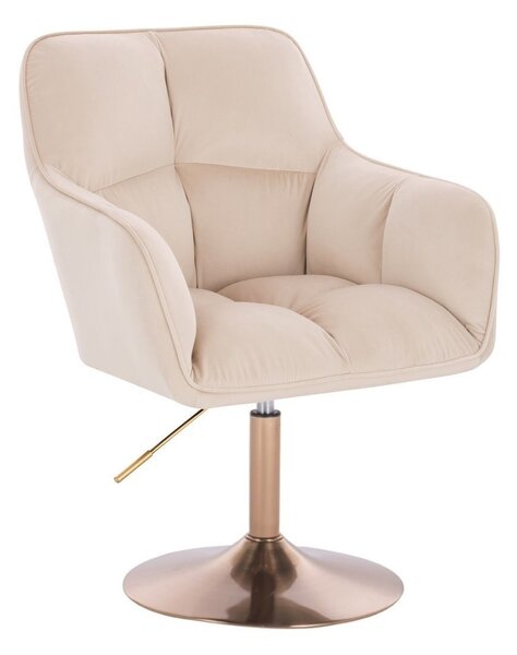 LuxuryForm DESIGN Kreslo AMALFI VELUR na zlatom tanieri - krémové