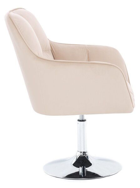 LuxuryForm DESIGN Kreslo AMALFI VELUR na striebornom tanieri - krémové