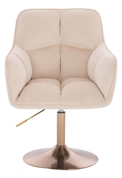 LuxuryForm DESIGN Kreslo AMALFI VELUR na zlatom tanieri - krémové