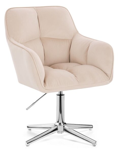 LuxuryForm DESIGN Kreslo AMALFI VELUR na striebornom kríži - krémové