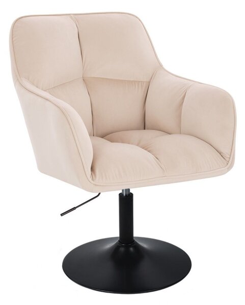 LuxuryForm DESIGN Kreslo AMALFI VELUR na čiernom tanieri - krémové