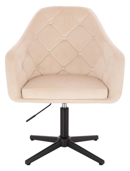 LuxuryForm DESIGN Kreslo ROMA VELUR na čiernom kríži - krémové