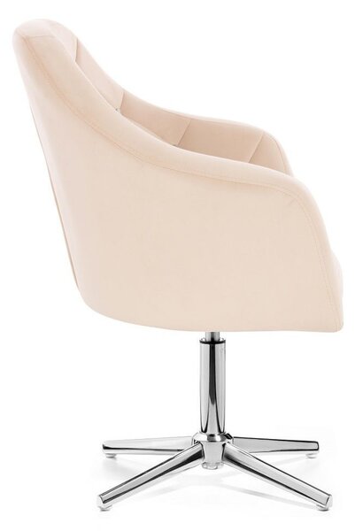 LuxuryForm DESIGN Kreslo ROMA VELUR na striebornom kríži - krémové