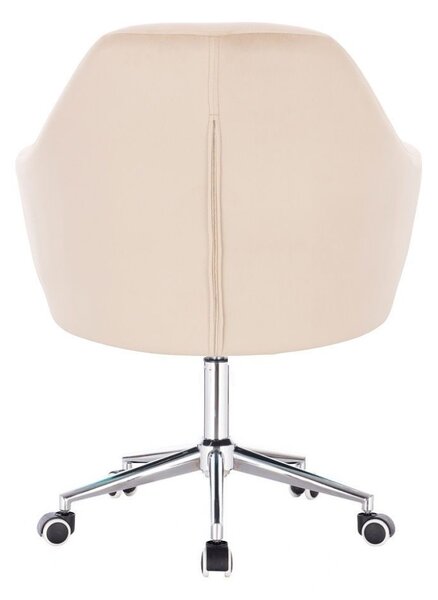 LuxuryForm DESIGN Kreslo ROMA VELUR na striebornej podstave s kolieskami - krémové