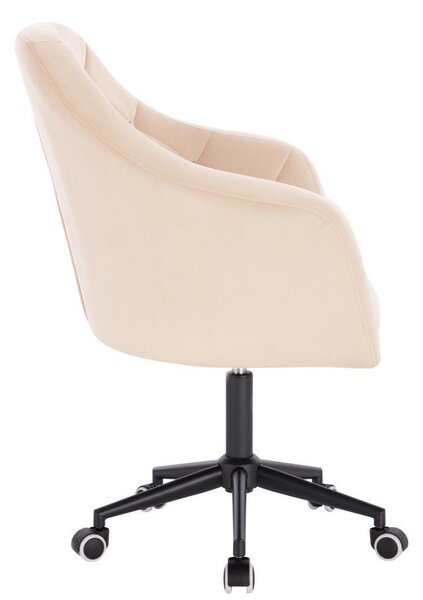 LuxuryForm DESIGN Kreslo ROMA VELUR na čiernej podstave s kolieskami - krémové