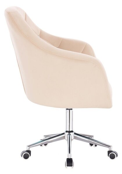 LuxuryForm DESIGN Kreslo ROMA VELUR na striebornej podstave s kolieskami - krémové