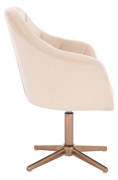 LuxuryForm DESIGN Kreslo ROMA VELUR na zlatom kríži - krémové