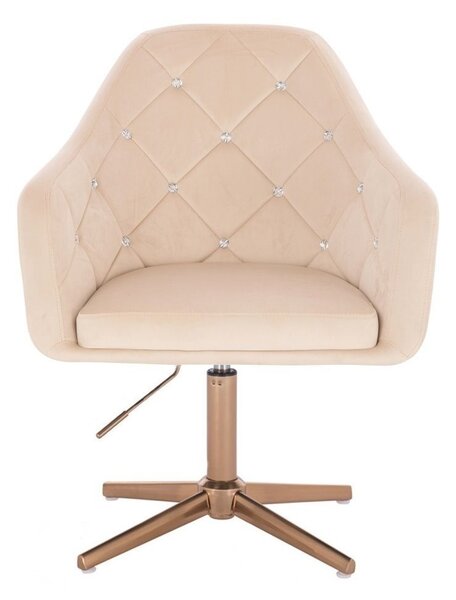LuxuryForm DESIGN Kreslo ROMA VELUR na zlatom kríži - krémové