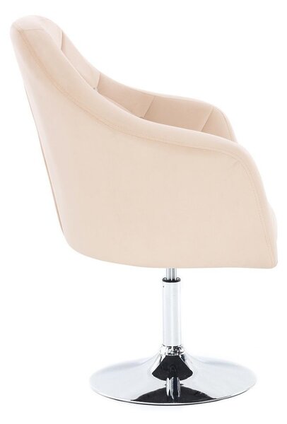 LuxuryForm DESIGN Kreslo ROMA VELUR na striebornom tanieri - krémové