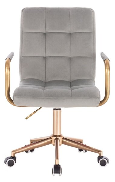 LuxuryForm DESIGN Stolička VERONA GOLD VELUR na zlatej podstave s kolieskami - svetlo šedá